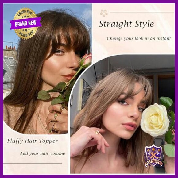 18 Inch Synthetic Hair Topper with Bangs 360 Coverage Clip In main image 6